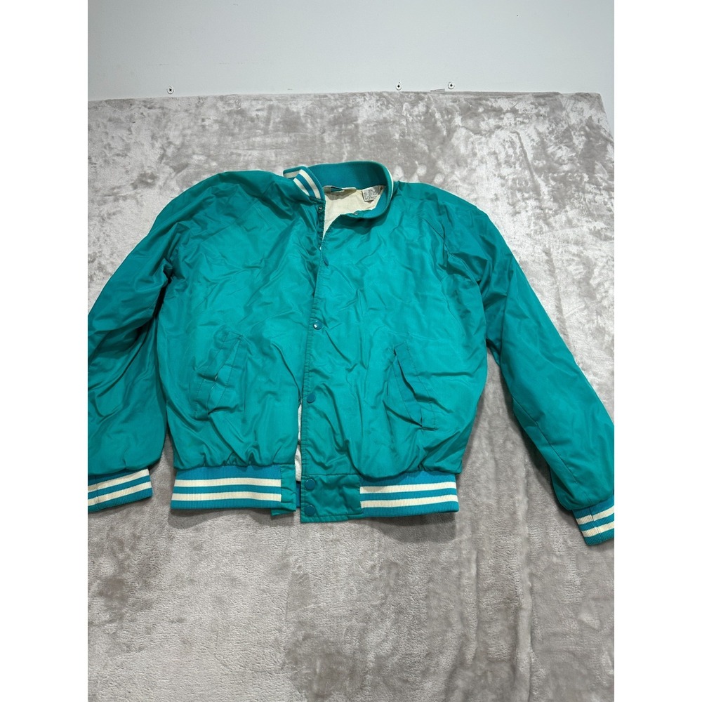 Vintage‎ 80s 90s Action Windbreaker Jacket Teal Varsity Bomber Mens Size Large